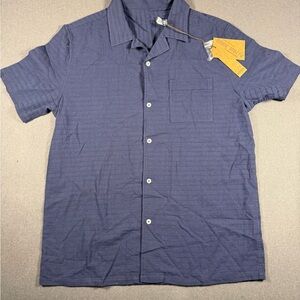 PJ PAUL JONES Casual Button Down Textured Short Sleeve Summer Shirt with Pocket